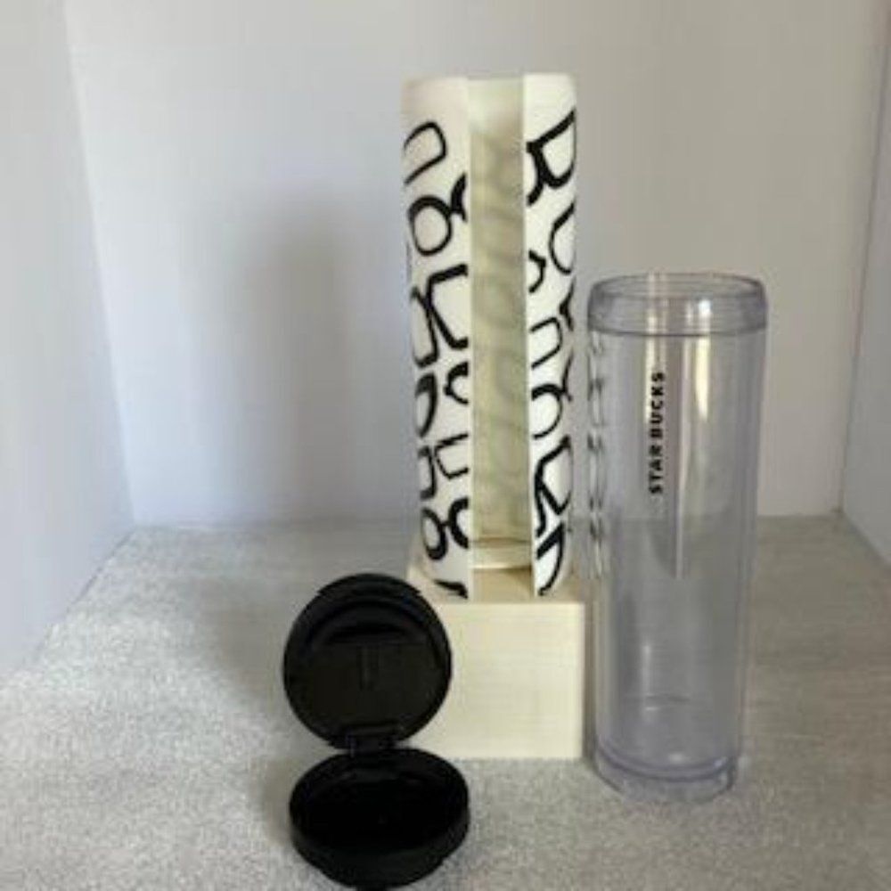 Starbucks Acrylic Glasses themed Lidded Travel Mug Tumbler16oz Vintage 2014